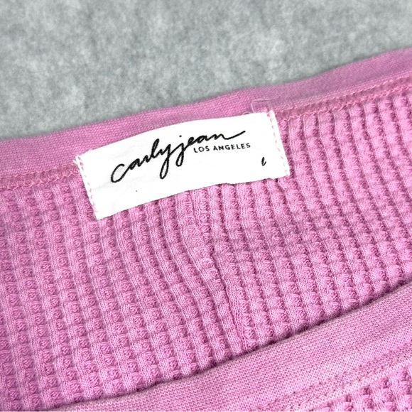 Carly Jean Los Angeles Pink Long Sleeve Waffle Knit Top - Picture 5 of 7